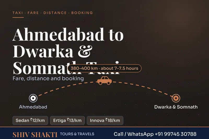 Ahmedabad to Dwarka and Somnath taxi