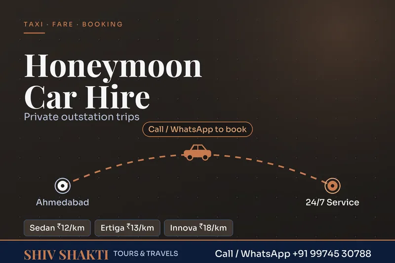 Honeymoon Outstation Car Hire from Ahmedabad