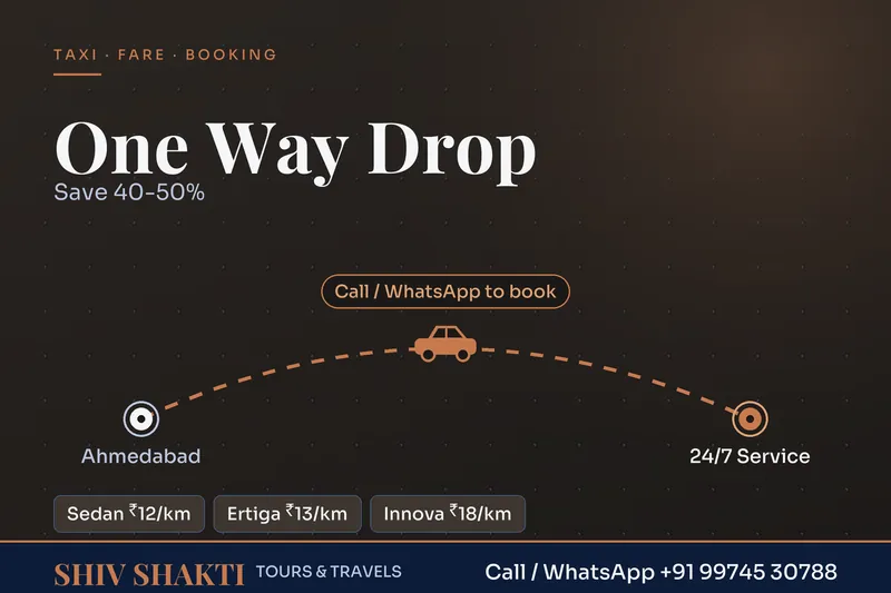 One Way Outstation Drop from Ahmedabad