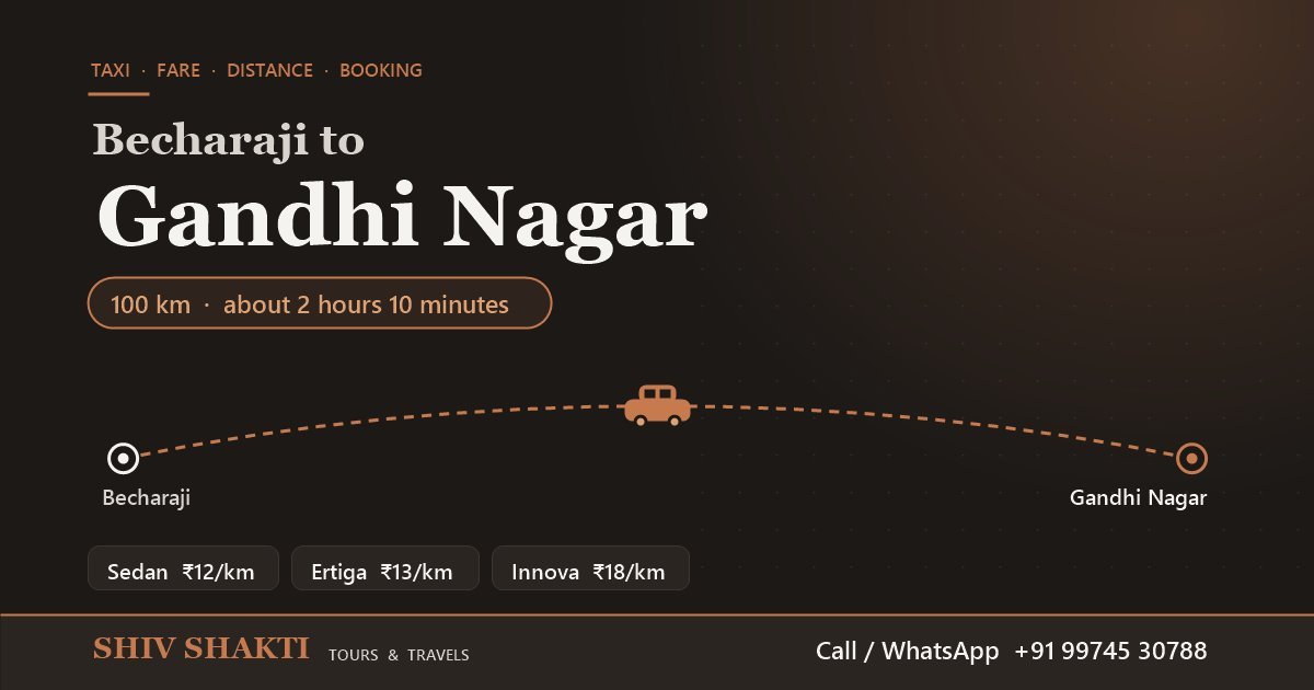 બેચરાજીથી ગાંધીનગર ટેક્સી: વન-વે ₹1,800